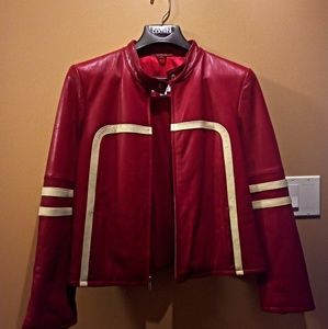 Red Leather Moto Jacket